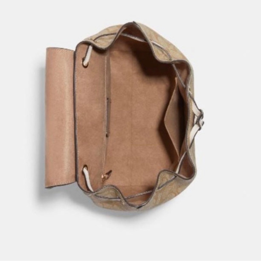 NWT COACH CA426 KLEO BACKPACK IN BLOCKED SIGNATURE CANVAS KHAKI CHALK BAG - Picture 10 of 10